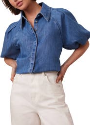MINT VELVET Denim Puff Sleeve Shirt