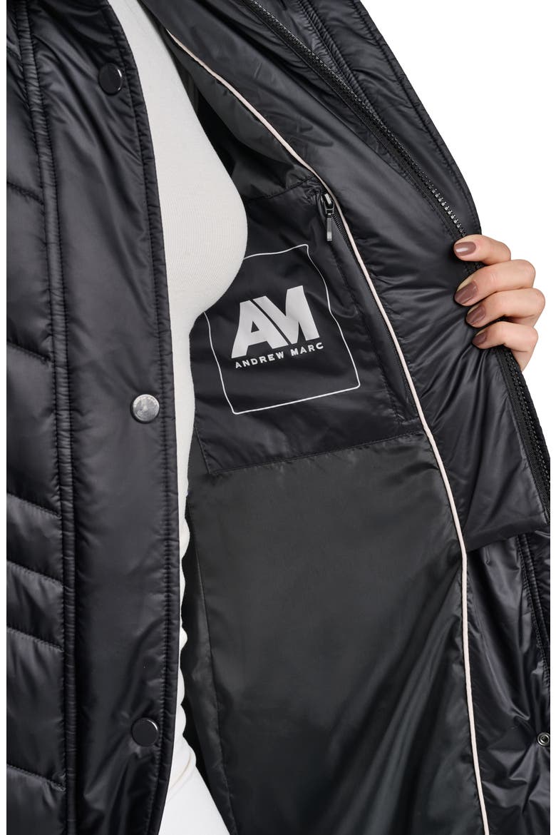 Clements Chevron Quilted Puffer Coat, Alternate, color, BLACK