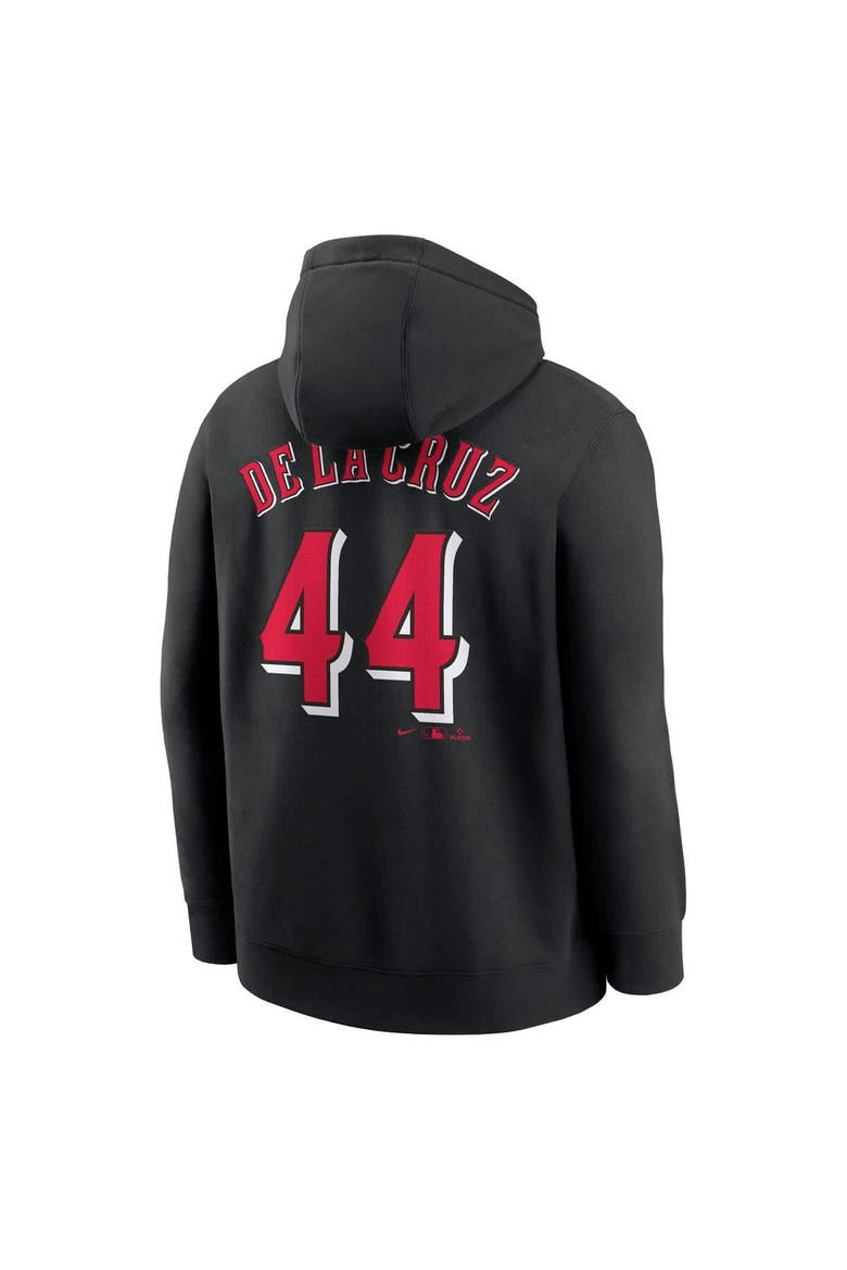 Men's Nike Elly De La Cruz Black Cincinnati Reds Player Name & Number Club Fleece Pullover Hoodie, Alternate, color, Black