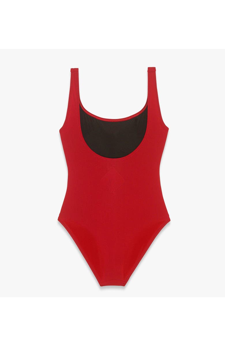 MCM Logo Print Swimsuit, Alternate, color, Candy Red