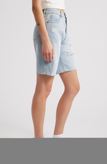 Nola High Waist Deconstructed Cutoff Bermuda Shorts