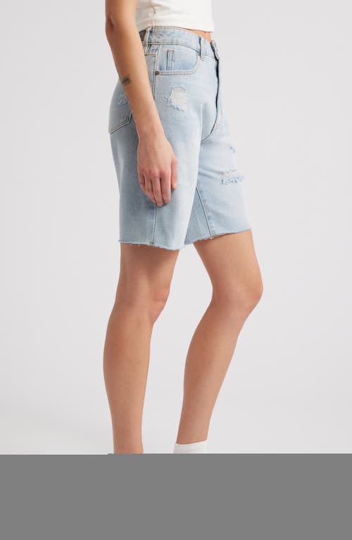 Shop Ptcl Nola High Waist Deconstructed Cutoff Bermuda Shorts In Faded Indigo Decon
