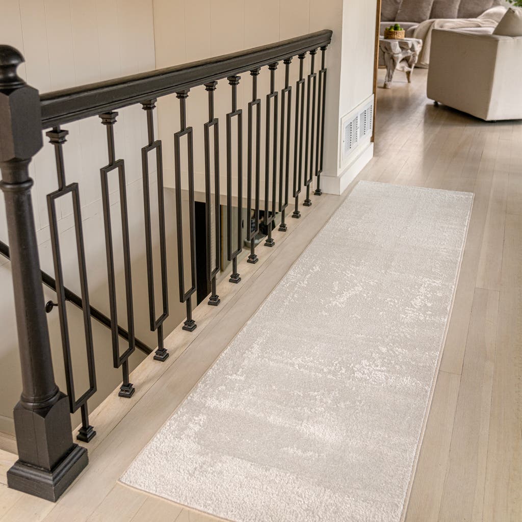Shop Jonathan Y Haze Solid Low-pile Area Rug In Eggshell/ivory