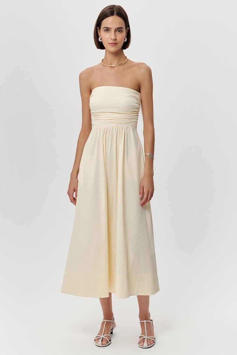 Violet Spaghetti Strap Elastic Waist  Midi Dress, Alternate, color, Bone