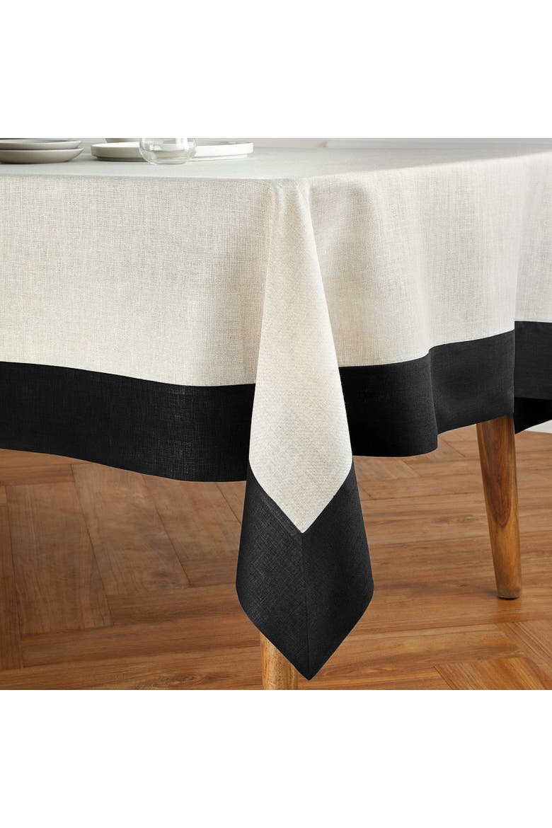 Linen Tablecloth - Contempo, Alternate, color, Black and Natural