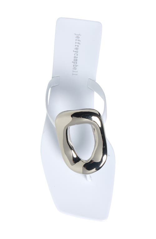 Jeffrey Campbell Linques Flip Flop In White Shiny Silver