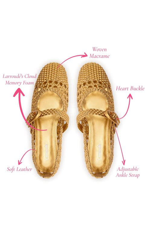 Larroude Verona Macrame Ballet Flats Gold In Gold