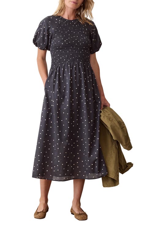 Gigi Smocked Cotton Blend Midi Dress
