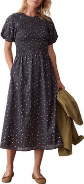 Marine Layer Gigi Smocked Cotton Blend Midi Dress