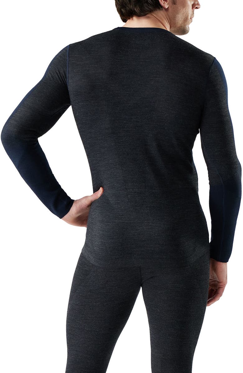 Smartwool Intraknit<sup>™</sup> Thermal Merino Base Layer Colorblock Crewneck Long Sleeve Shirt, Alternate, color, Deep Navy-Charcoal