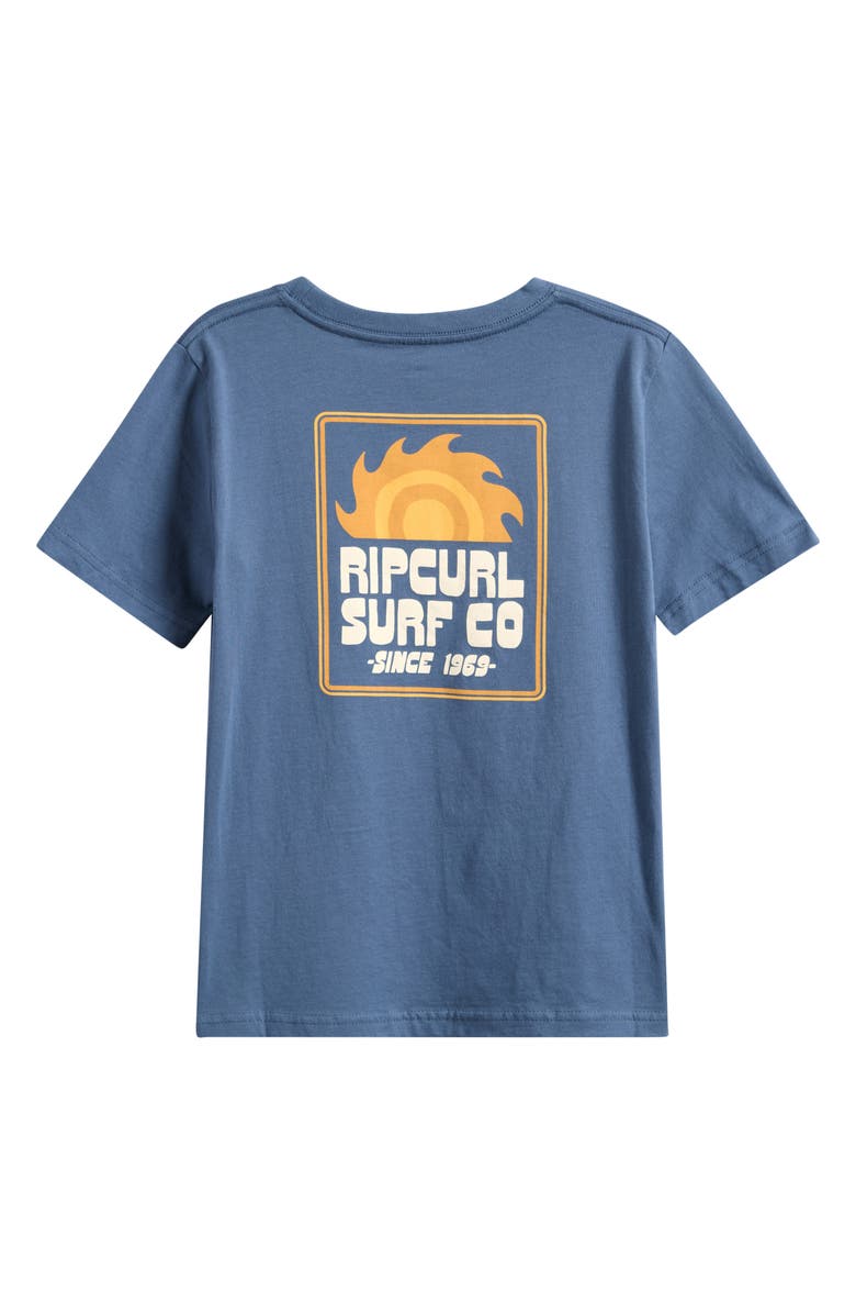 Rip Curl Kids' Pacific Rinse Sunrise Cotton Graphic T-Shirt, Alternate, color, Bluefin