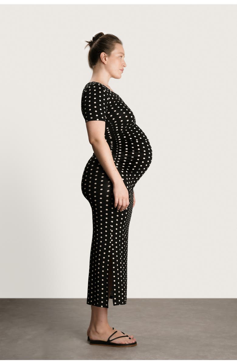 Nom Maternity Hugo Maxi Dress, Alternate, color, Polka Dot Black