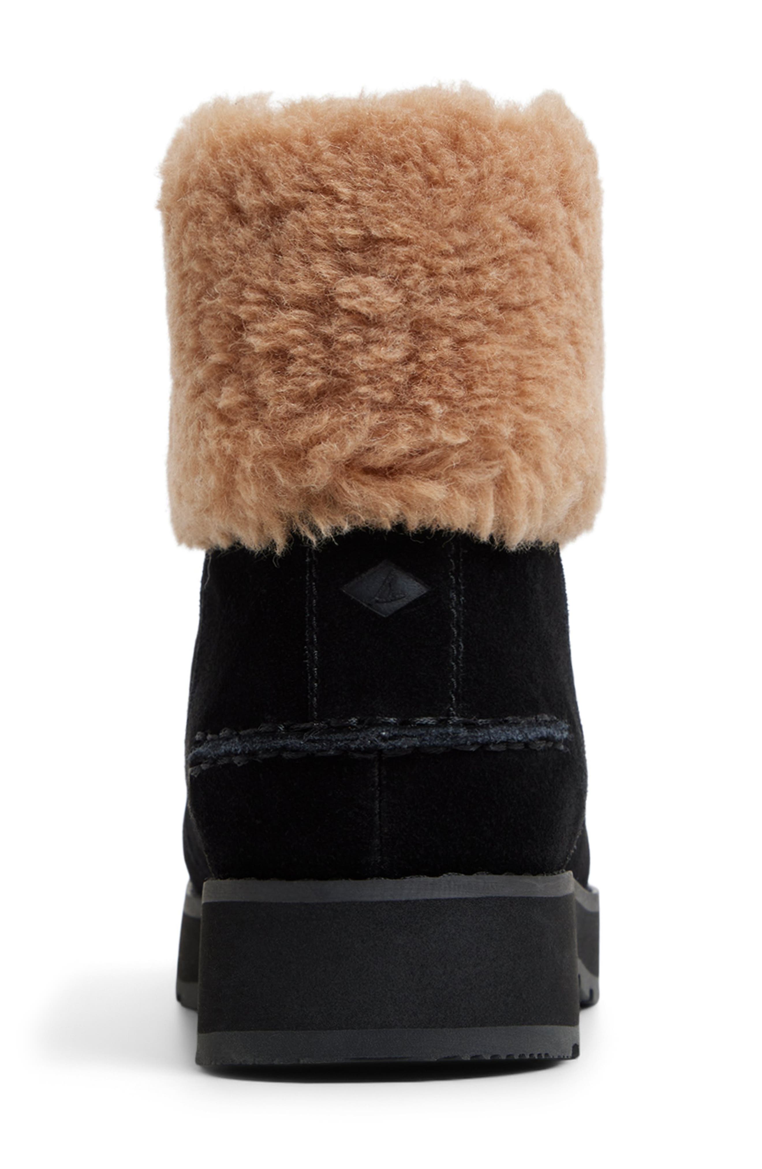 Sperry Newbury Zip Genuine Shearling Trim Boot, Alternate, color, Black