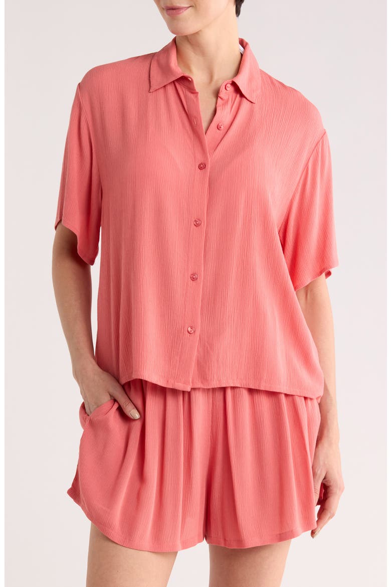 Easy Gauze Cover-Up Shirt, Main, color, CORAL FADED
