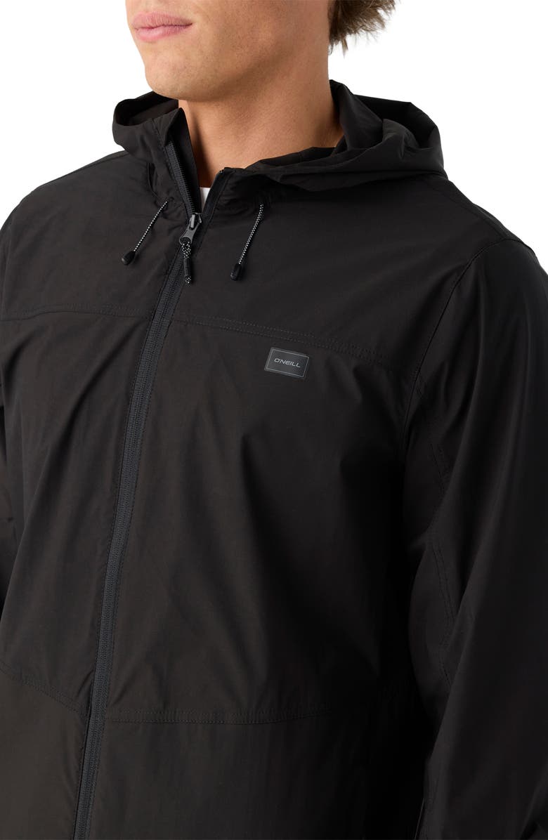 O'Neill TRVLR Hooded Water Repellent Windbreaker, Alternate, color, Black