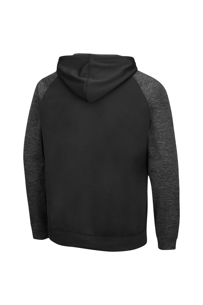 Men's Colosseum Black Navy Midshipmen Blackout 3.0 Tonal Raglan Pullover Hoodie, Alternate, color, Black
