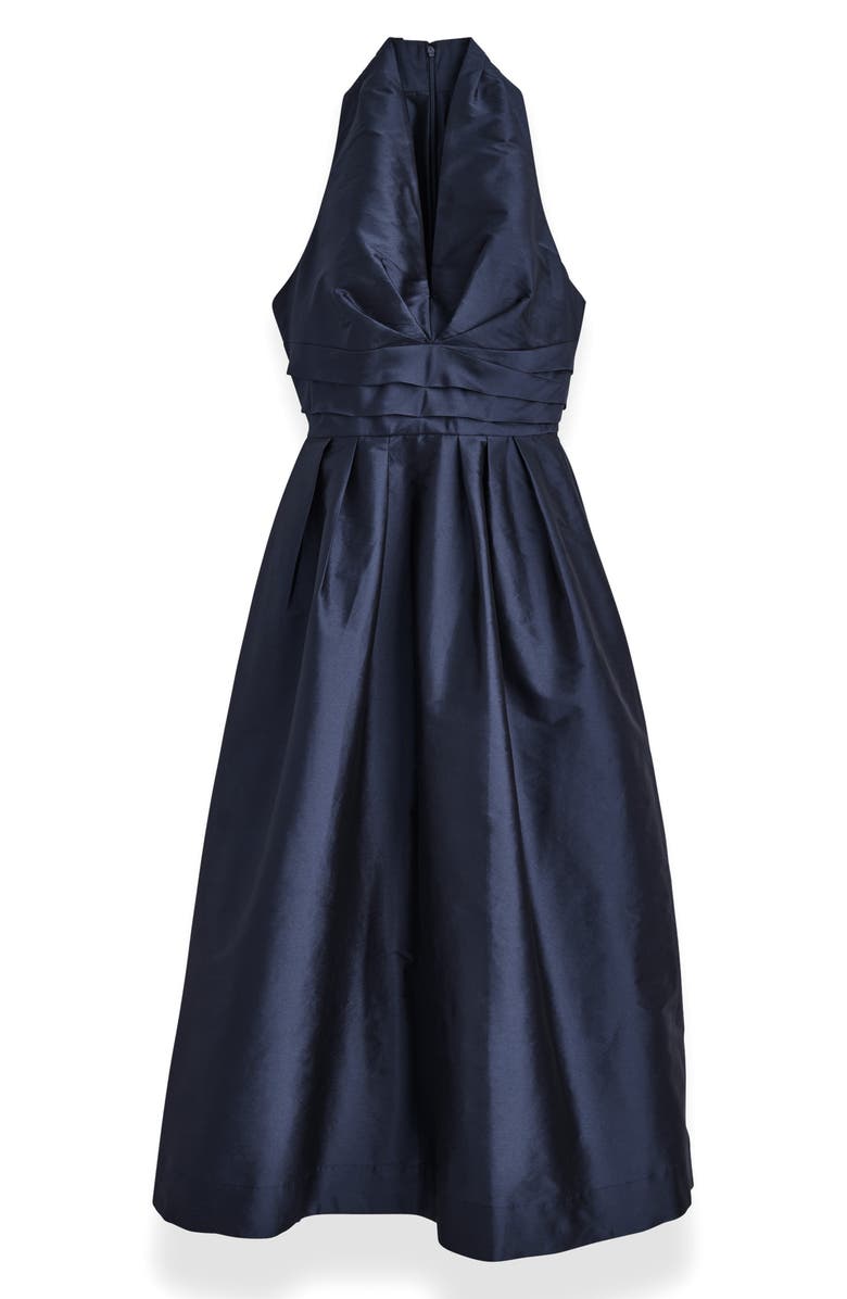 Donna Karan New York Plunge Neck Taffeta Midi Dress, Alternate, color, Taffeta Blue