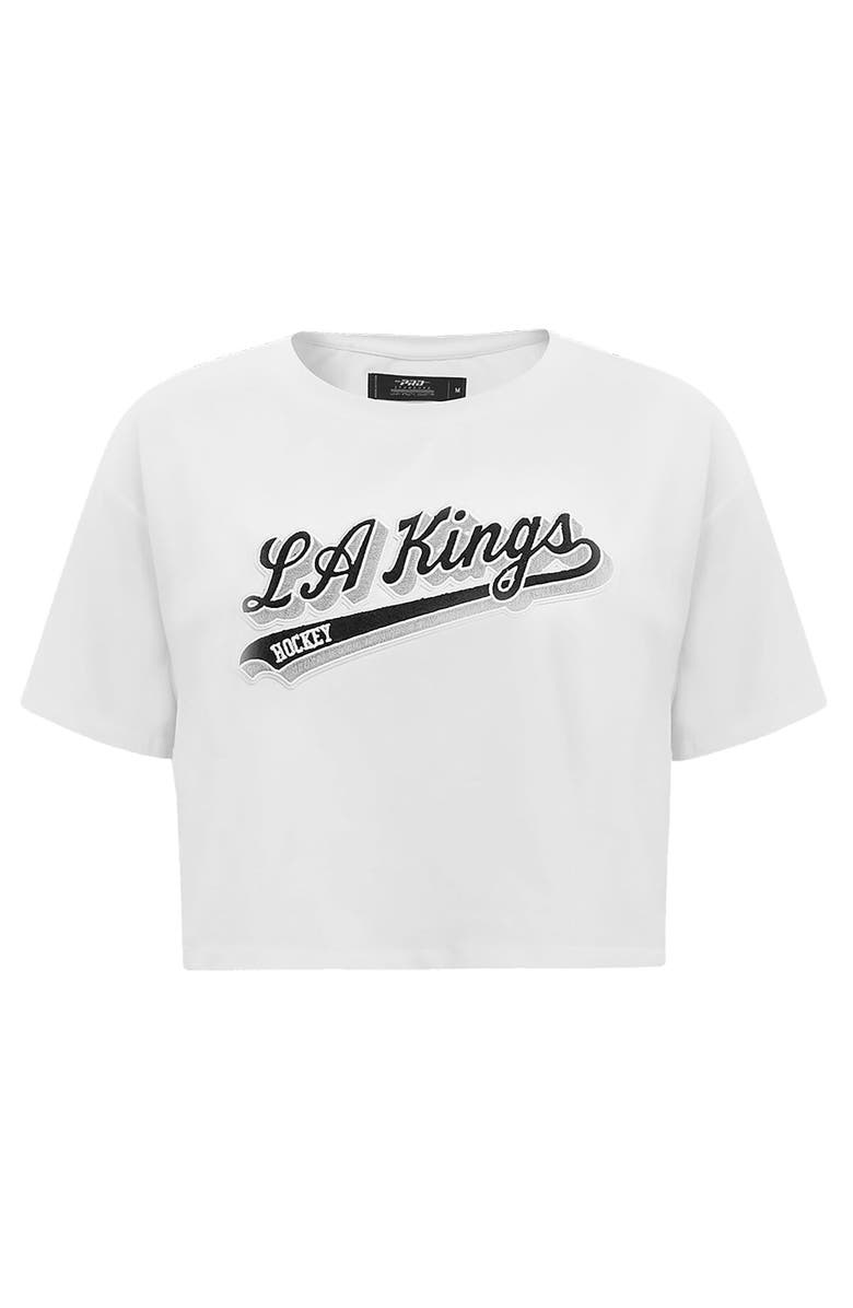 PRO STANDARD Women's Pro Standard White Los Angeles Kings Boxy Script Tail Cropped T-Shirt, Alternate, color, White