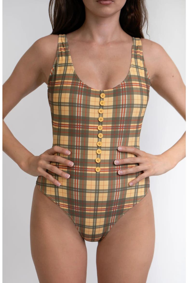 Button One Piece, Alternate, color, Yellow Green Plaid