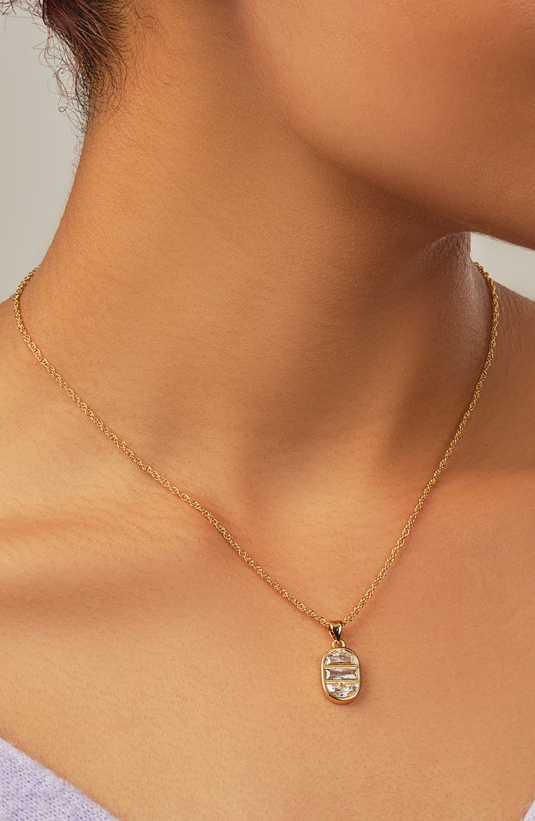 Sterling Forever Soraya Cubic Zirconia Pendant Necklace, Alternate, color, Gold