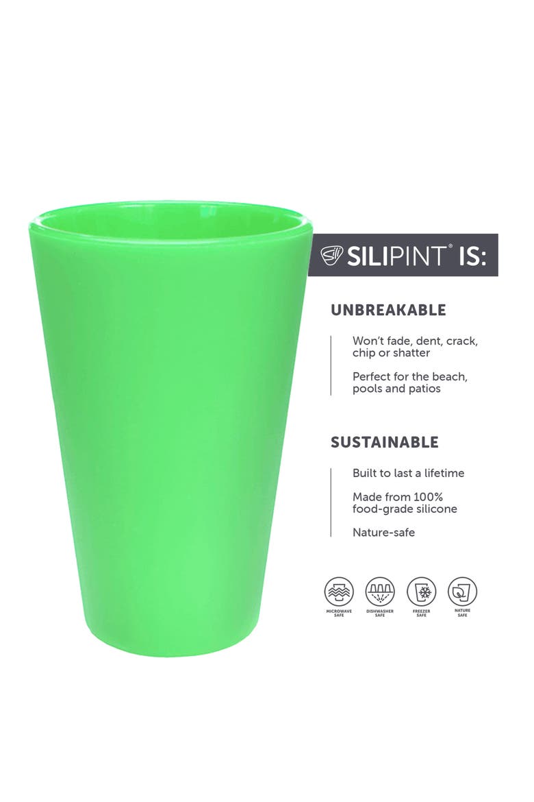 Silicone Pint Glasses 16oz 2 Pack, Alternate, color, Green