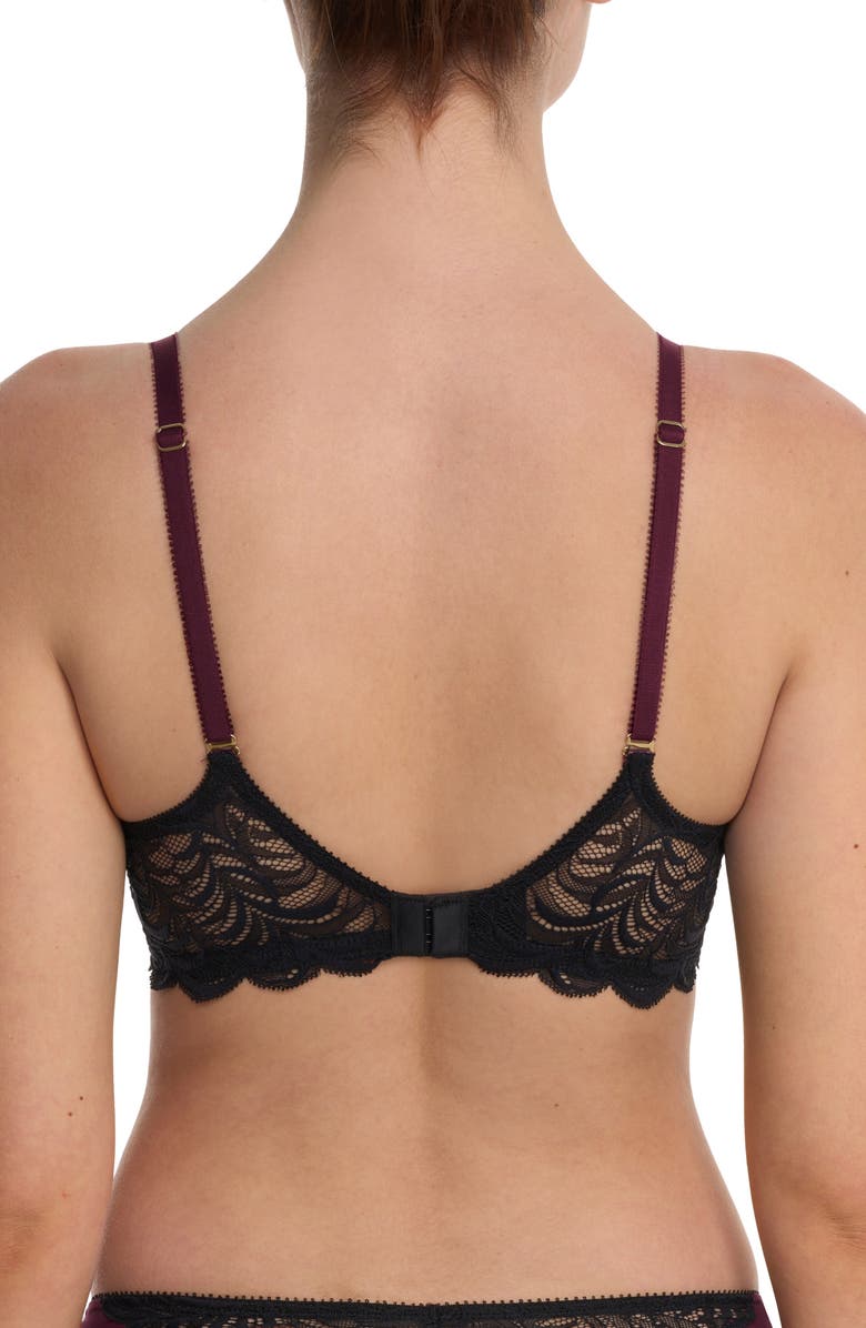 Natori Persuasion Lace Convertible Plunge T-Shirt Bra, Alternate, color, Royal Fig/ Black