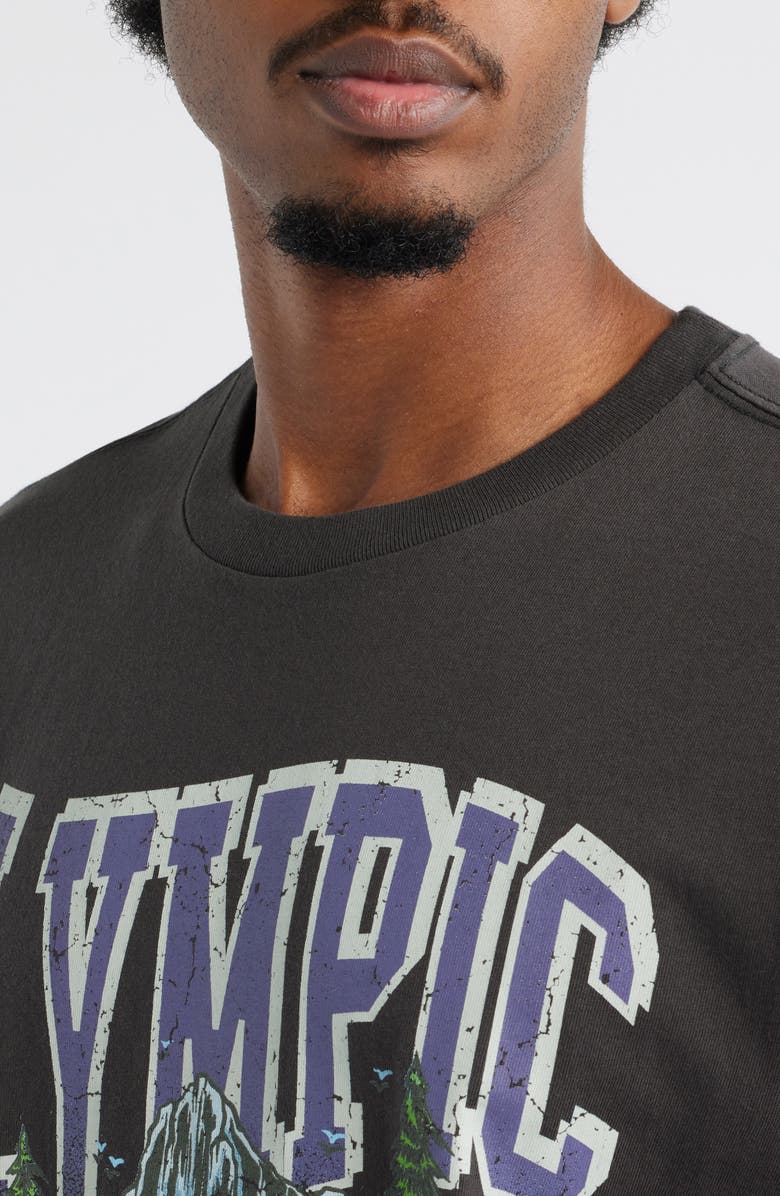 The Forecast Agency Olympic Mountains Cotton Graphic T-Shirt, Alternate, color, Pirate Black