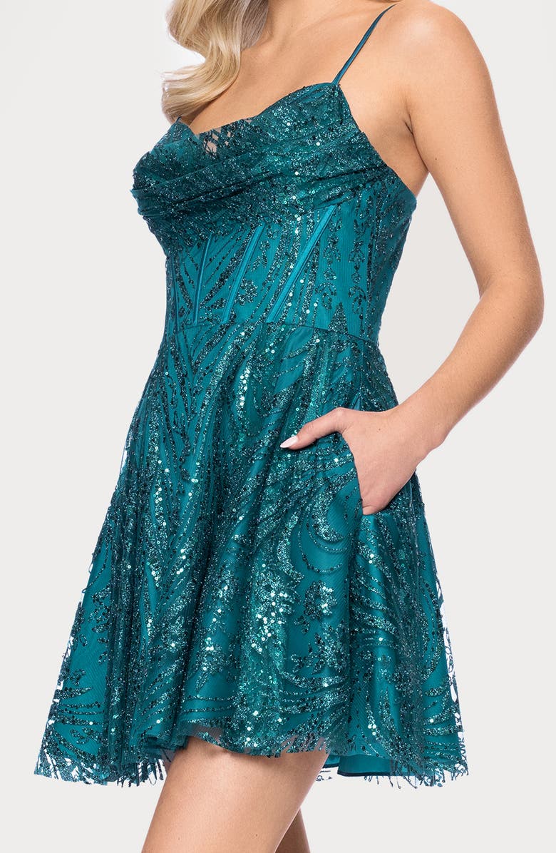 Blondie Nites Sequin & Glitter Minidress, Alternate, color, Teal