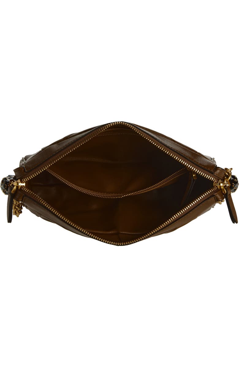 Valentino Garavani Small Panthea Chevron Patchwork Leather Shoulder Bag, Alternate, color, Dark Brown