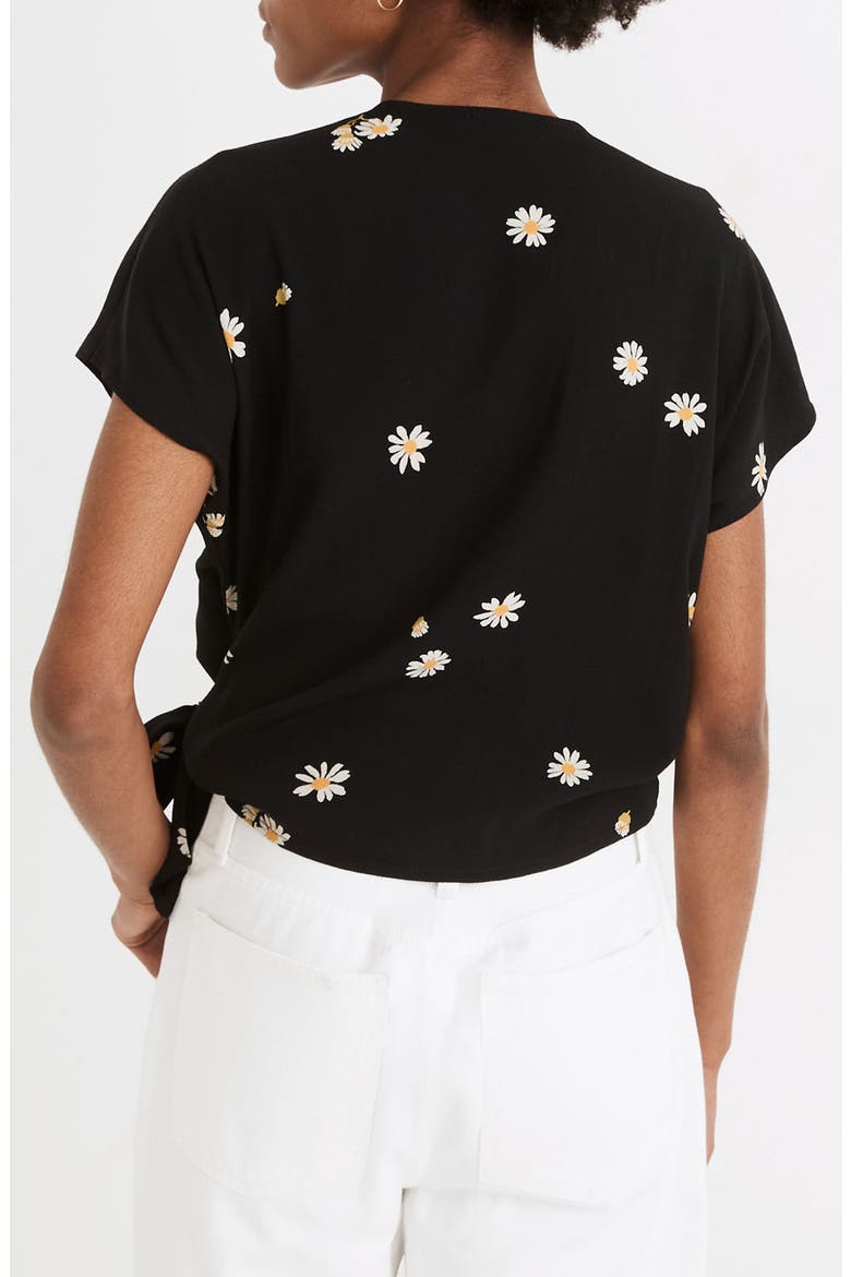 Lazy Daisies Sash Tie Wrap Top, Alternate, color, TRUE BLACK