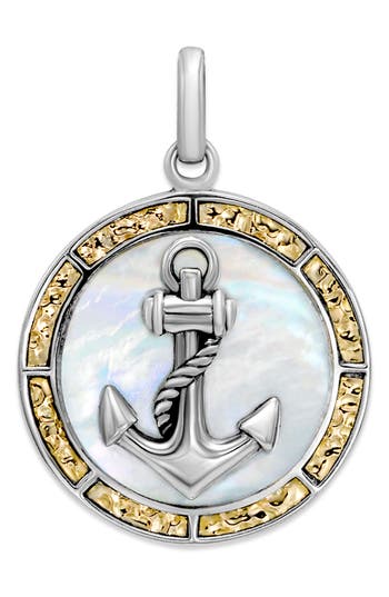 Samuel B. Sterling Silver & 18k Gold Mother-of-pearl Anchor Pendant In White
