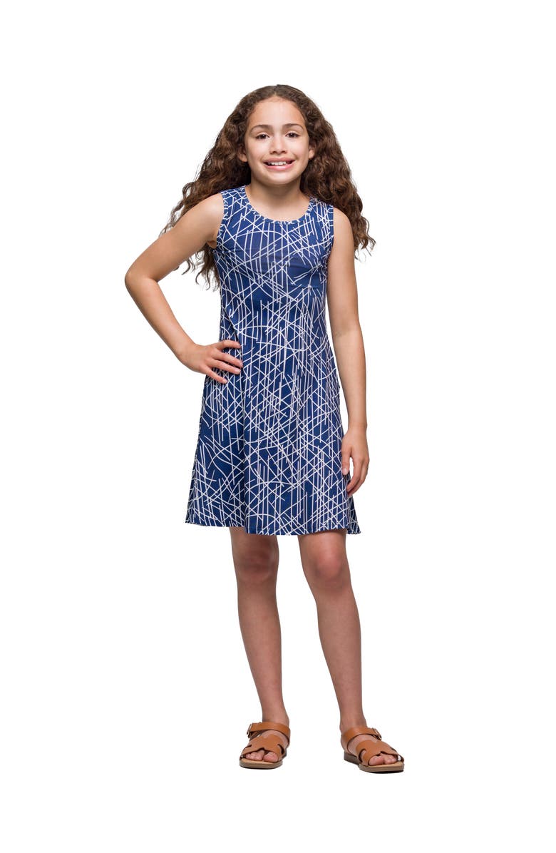 24sevenKid Navy Sleeveless Pockets Dress, Main, color, Blue Multi