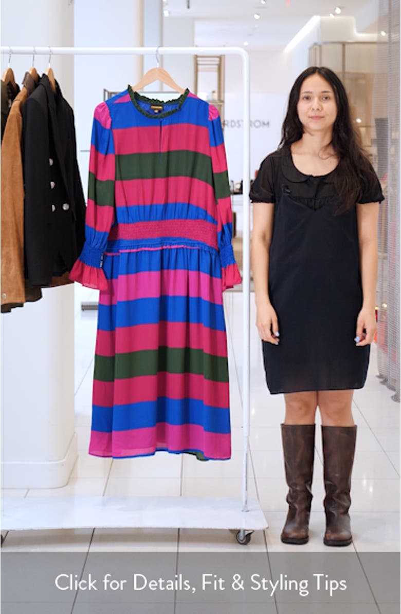 Saige Stripe Long Sleeve Midi Dress, sales video thumbnail