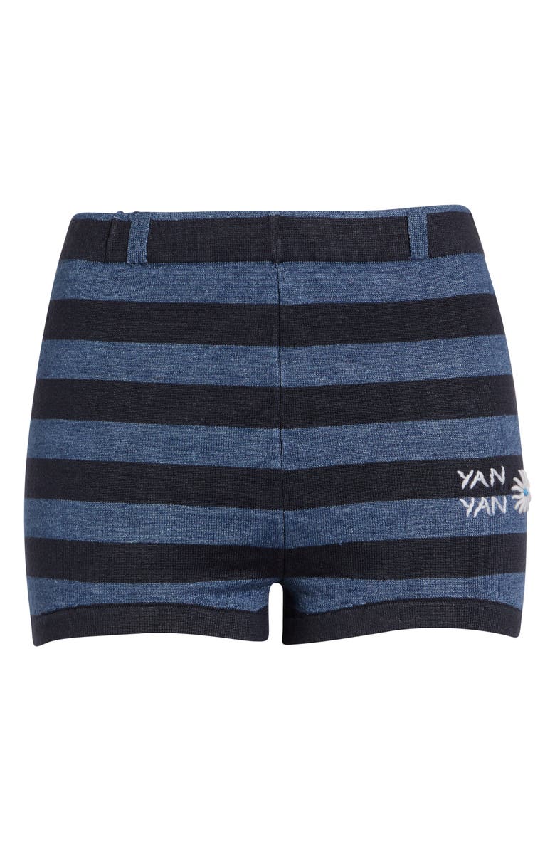 YanYan Daisy Linen Blend Sweater Shorts, Main, color, Denim