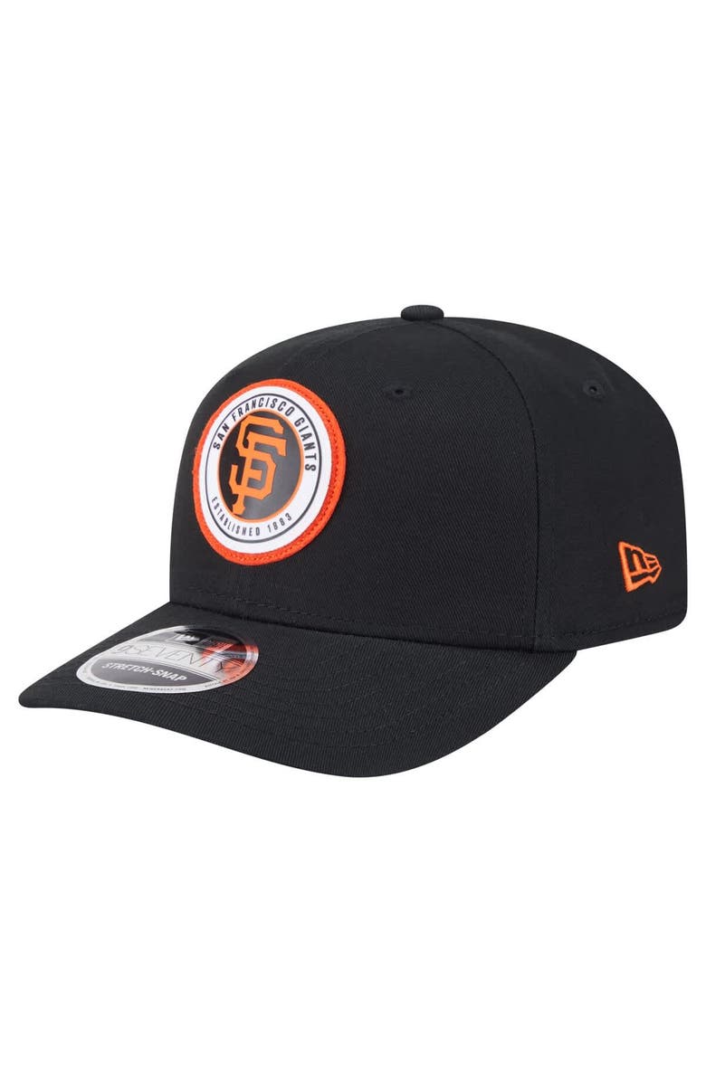 New Era Men's New Era Black San Francisco Giants Circle Patch 9SEVENTY Stretch-Snap Hat, Main, color, Black