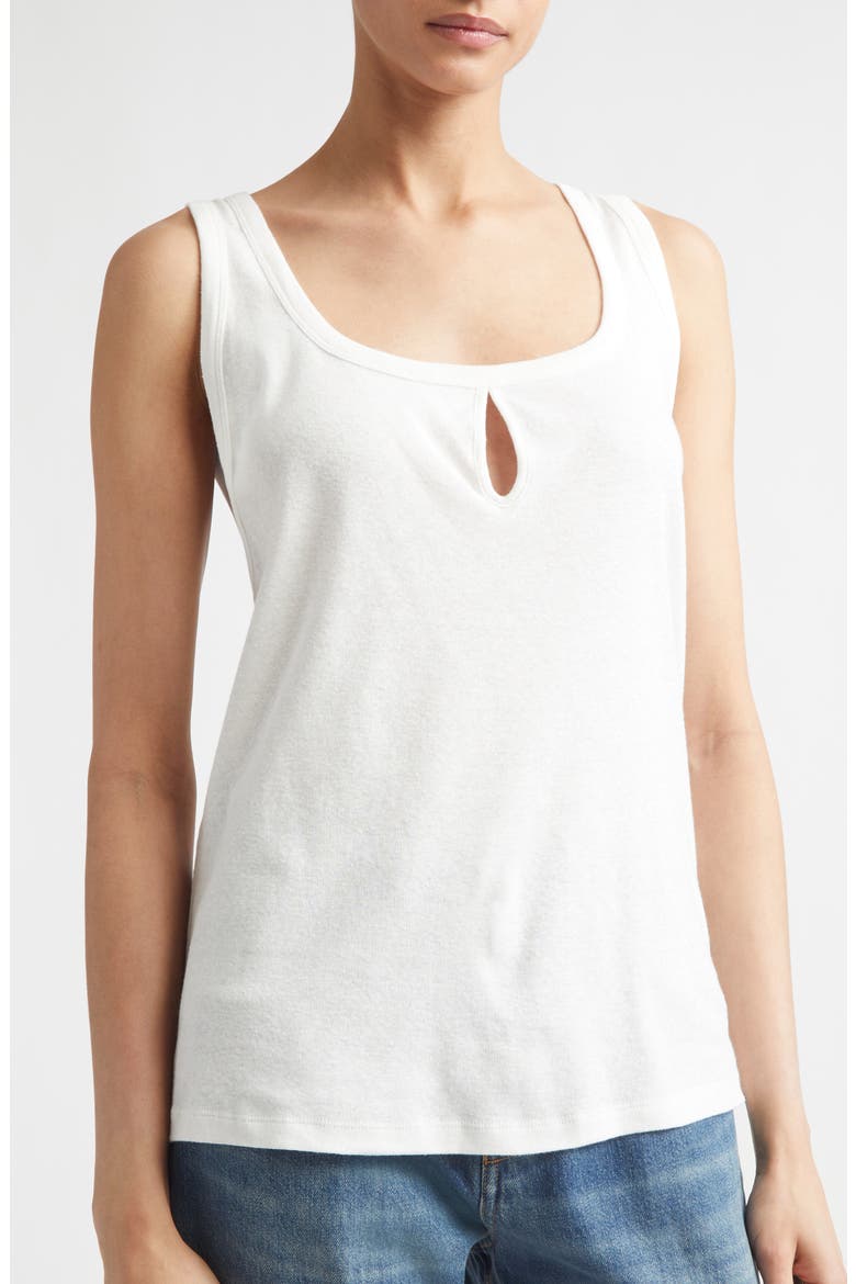 Split Cotton & Linen Jersey Tank, Alternate, color, WHITE