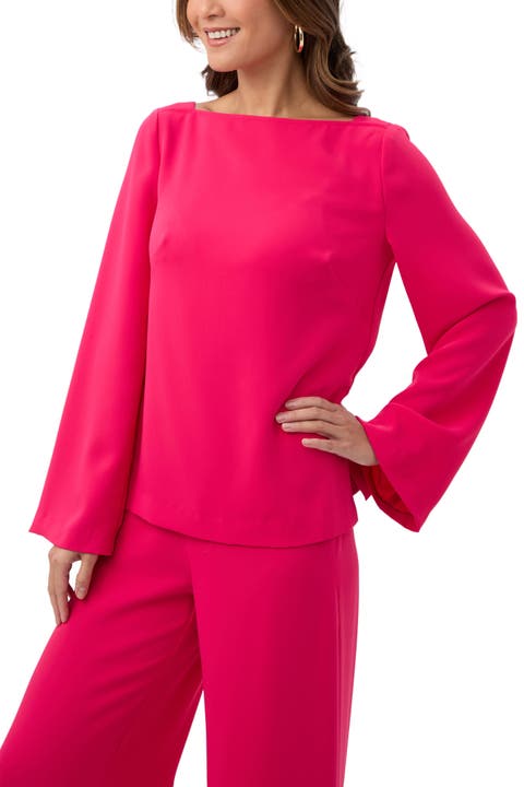 Sarese Long Sleeve Boat Neck Top