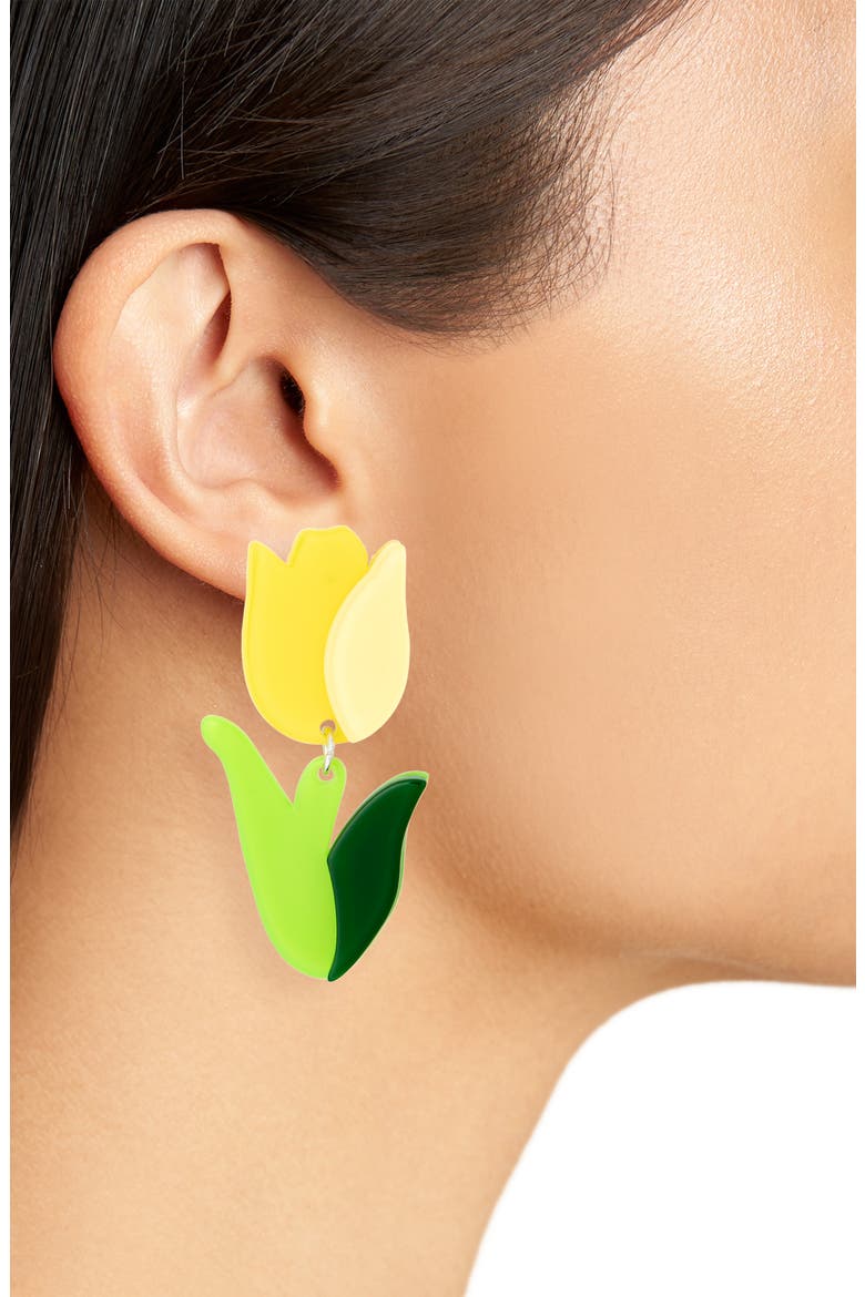 Tulip Drop Earrings, Alternate, color, YELLOW MULTI- SILVER