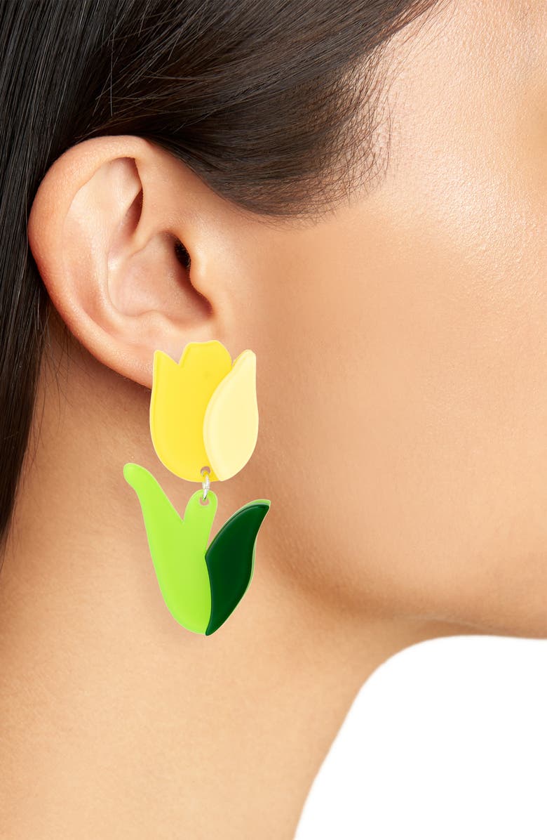 Leith Tulip Drop Earrings, Alternate, color, Yellow Multi- Silver