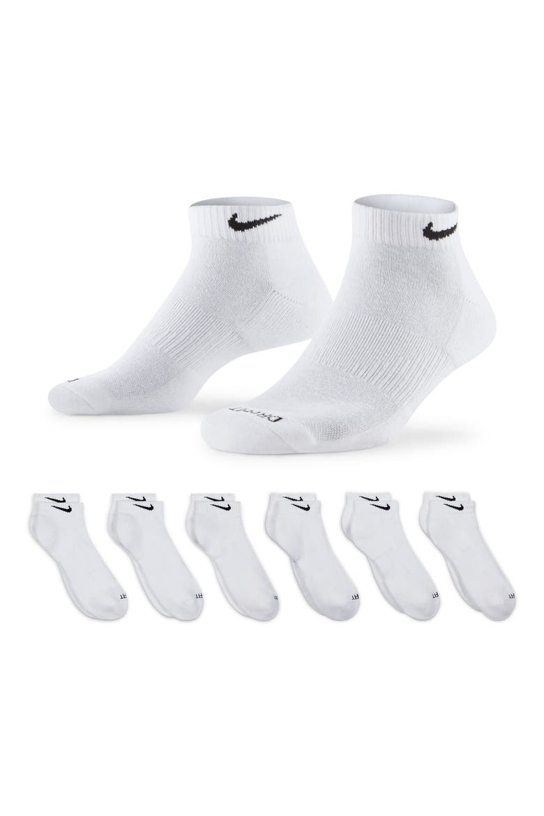Kids' 6-Pack Comfort Plus Dri-FIT Cushioned Ankle Socks, Alternate, color, WHITE/ BLACK