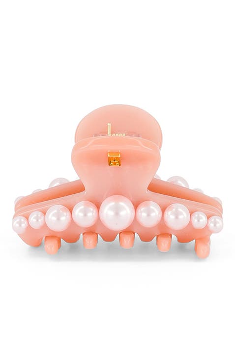 Goncourt small acetate and pearl hair clip