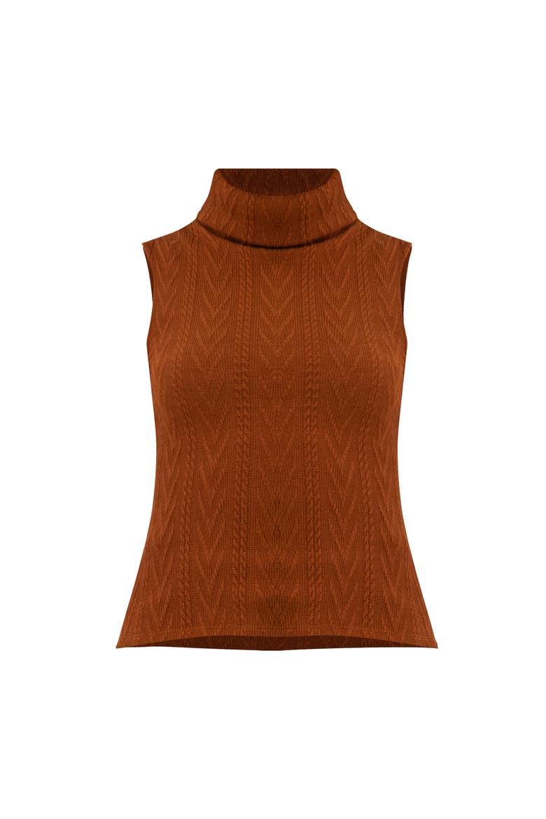 High Neck Sleeveless Knit Top, Alternate, color, Brown