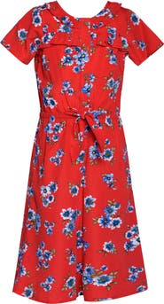 Truly Me Kids' Floral Ruffle Yoke Jumpsuit