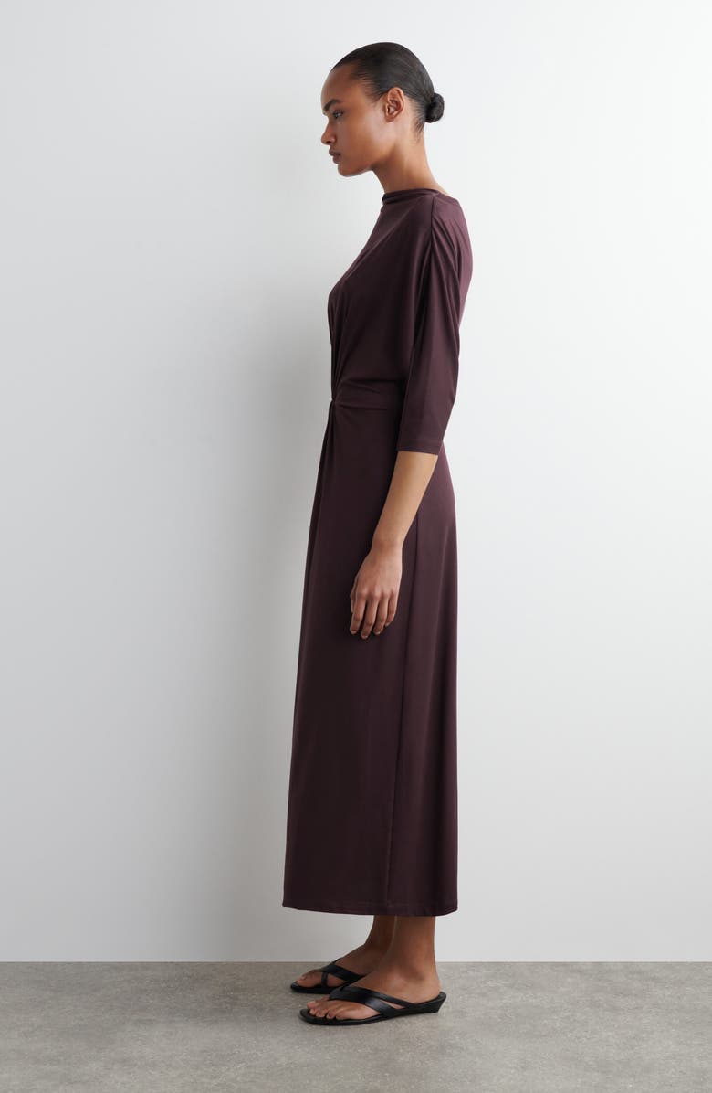 COS Ruched Waist Midi Dress, Alternate, color, Red Dark