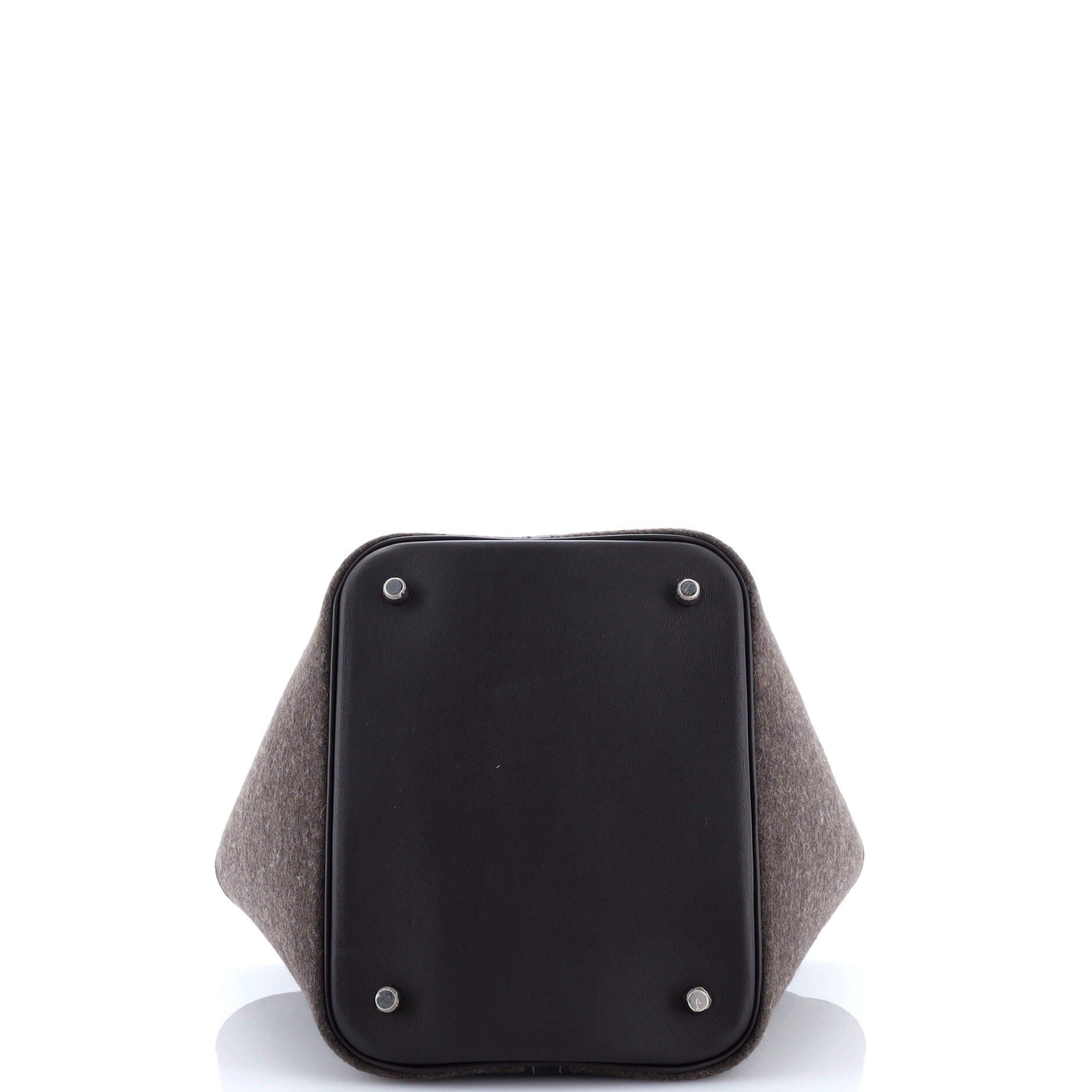 Pre-Owned Hermes Picotin Lock Bag Felt with Leather MM, Alternate, color, Gris Moyen