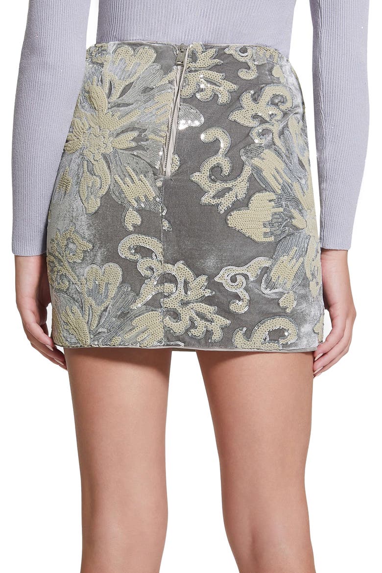 Ernesta Sequin Velvet Miniskirt, Alternate, color, FLOWER SEQUINS