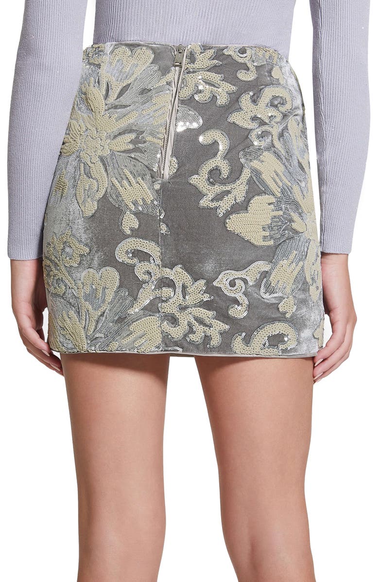 GUESS Ernesta Sequin Velvet Miniskirt, Alternate, color,