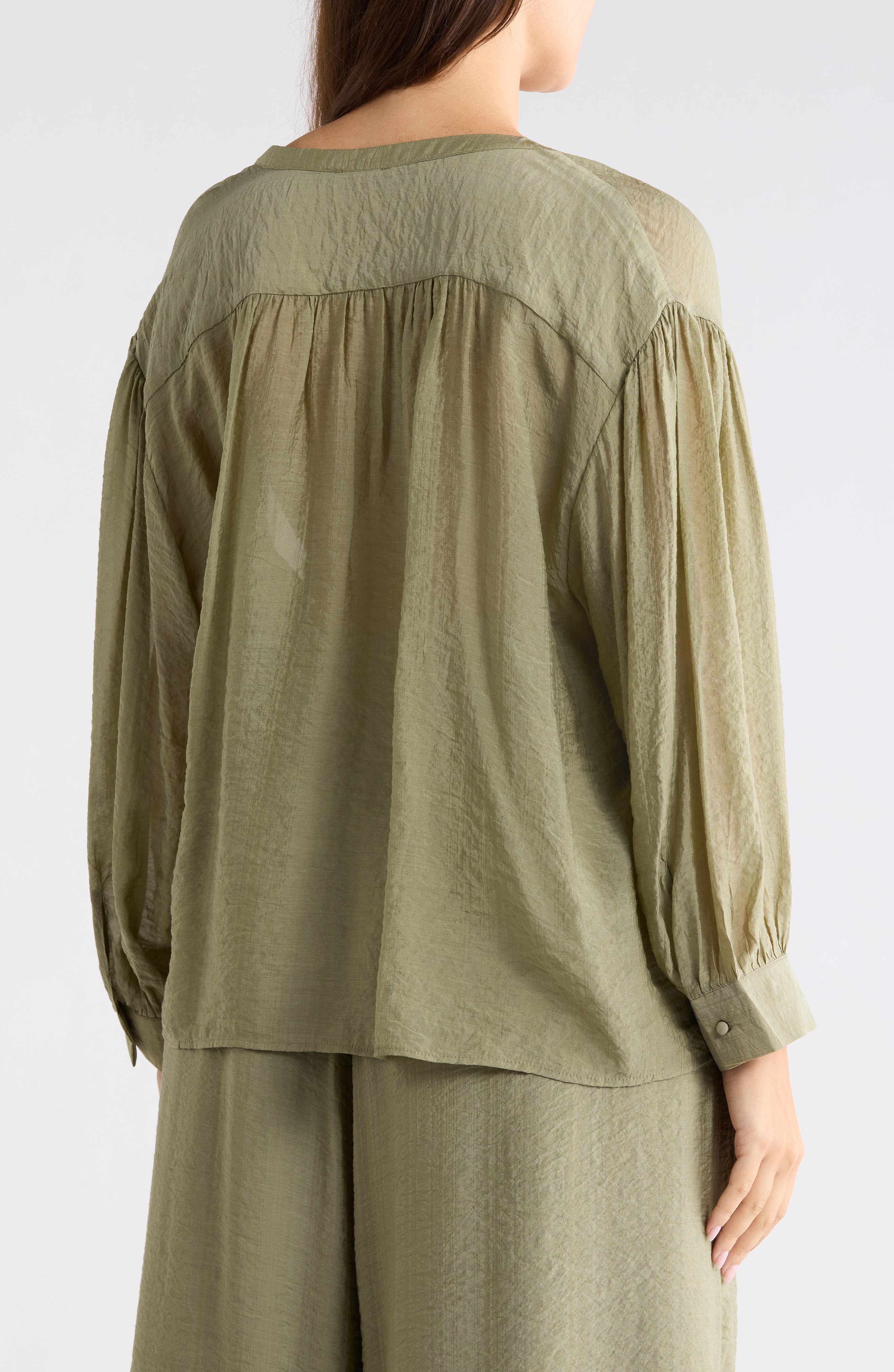 Split Neck Long Sleeve Top - image 2