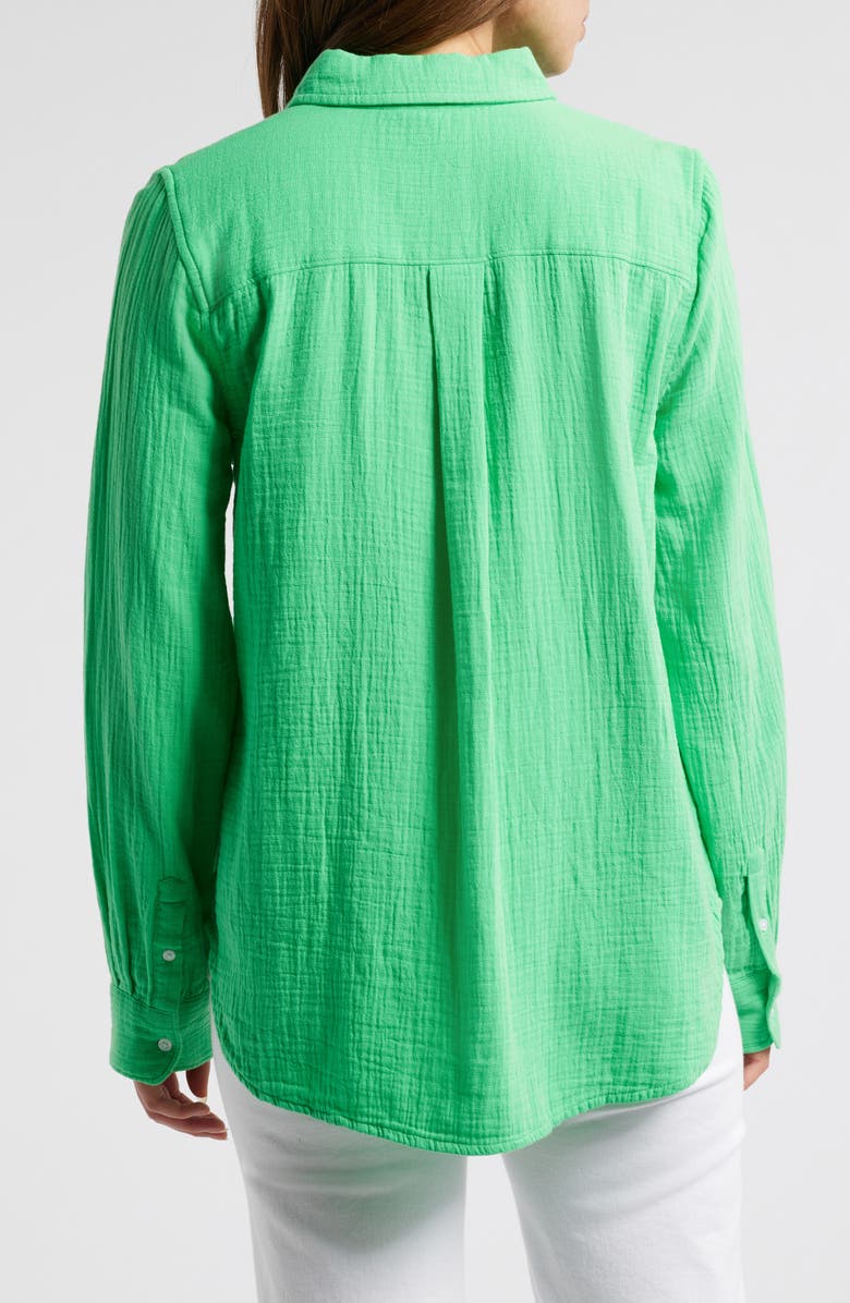 Caslon<sup>®</sup> Casual Gauze Button-Up Shirt, Alternate, color, Green Celtic