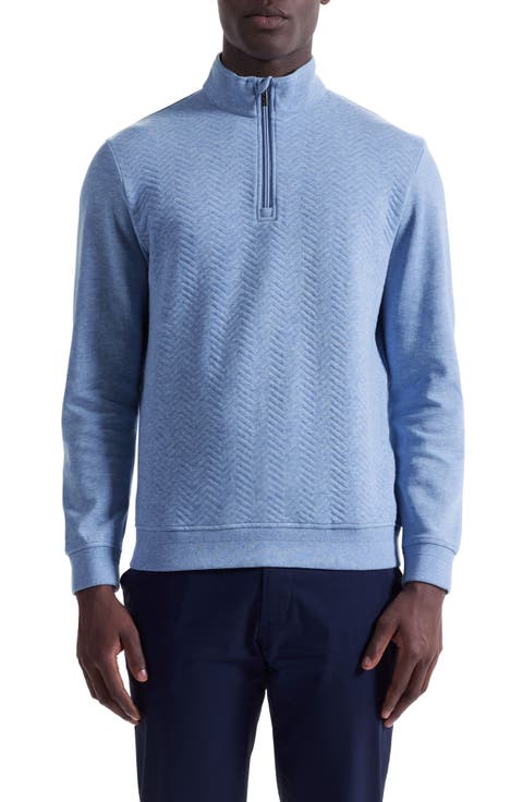 Chevron Quarter Zip Cotton Blend Pullover